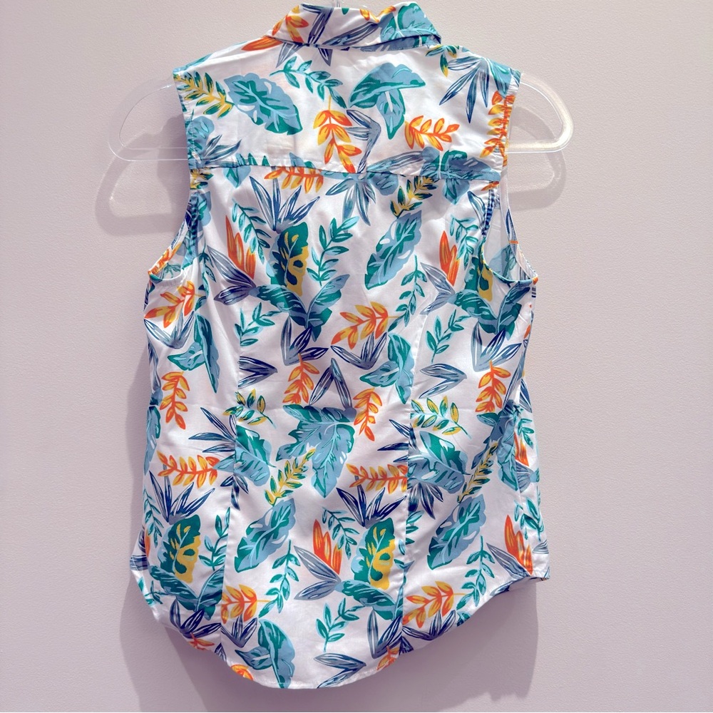 NWT- J. Crew Sleeveless pineapple cotton poplin shirt in signature fit Size S - Picture 8 of 8